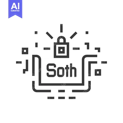 Aset desain premium: Secured Laptop with a Lock and "Sotth" Written on the Screen