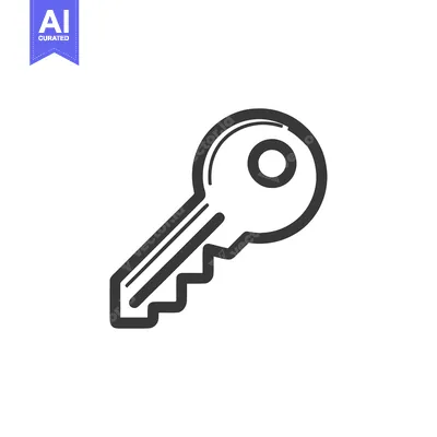 Aset desain premium: Minimalist Key Icon: Bold Outline on White Background