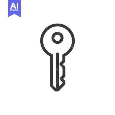 Aset premium populer: Simple Key Icon: Minimalist Design on White Background