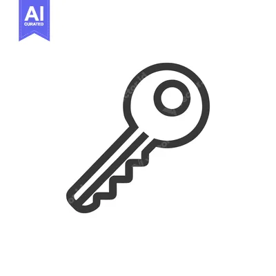 Simple Key Icon: Bold Outline on White Background, Security Concept