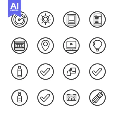 Minimalist Icon Set: Target, Sun, Document, List, Calendar, Location,