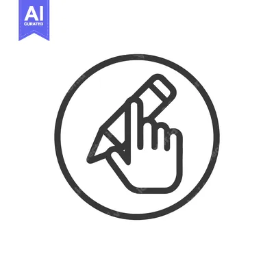 Popular premium asset: Editing Icon: Hand Touching Pencil in Circle, Minimalist Design