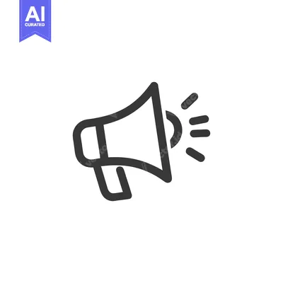 Premium design asset: Bold Line Art: Megaphone Icon with Sound Waves on White Background