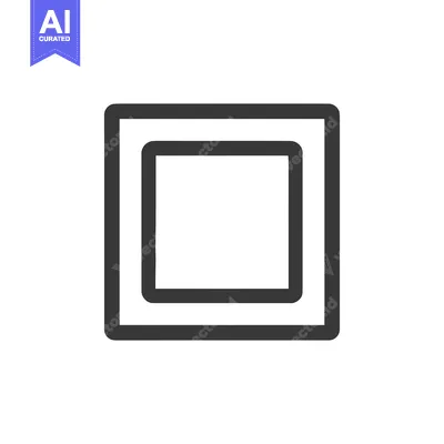 Aset desain premium: Minimalist Square Frame Icon, Dark Gray Outline on White Background