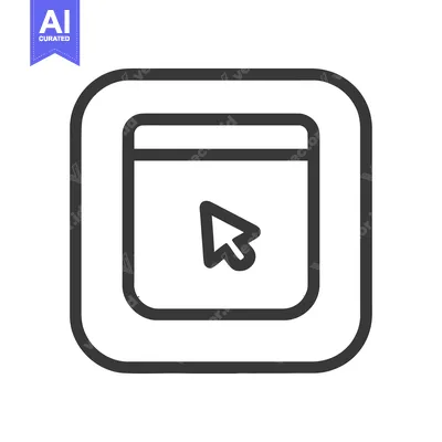 Simple Rounded Square Icon with Cursor Inside, Black Outline
