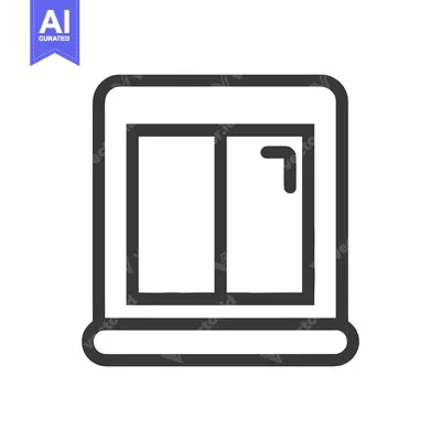 Aset desain premium: Minimalist Window Icon with Rounded Corners and Two Panes