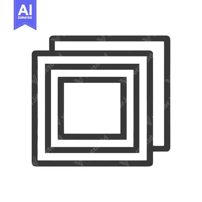 Aset desain premium: Stacked Squares: Minimalist Icon with Overlapping Geometric Shapes
