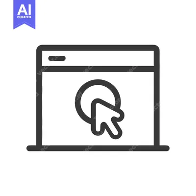 Browser Window with Cursor Clicking Icon, Minimalist Design