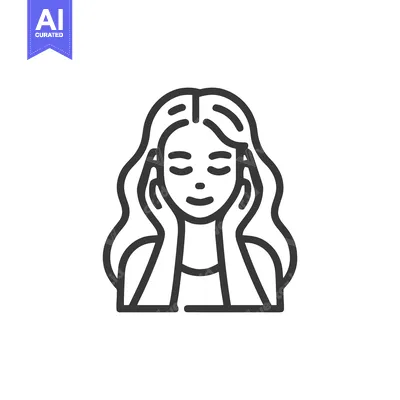 Aset desain premium: Minimalist Line Art: Woman Massaging Face for Skincare Routine