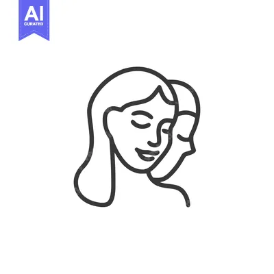 Popular premium asset: Minimalist Line Art: Two Women in Profile, Serene Expression, Modern D