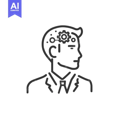 Aset desain premium: Conceptual Man with Gears in Head, Thinking Process Icon
