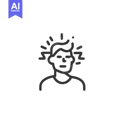 Aset desain premium: Stressed Man Icon: Anxiety, Headache, and Mental Health Illustration i