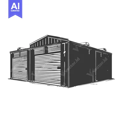 A drawing showing a large storage building with garage doors