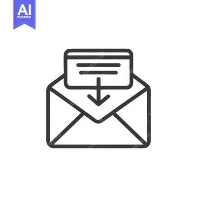 Aset desain premium: Simple Outline Icon of Email Inbox Message Delivery with Arrow