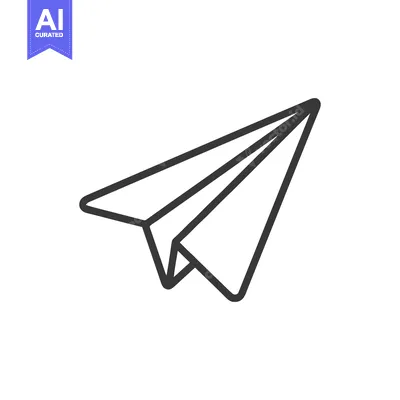 Aset desain premium: Minimalist Paper Airplane Icon: Simple Design on White Background