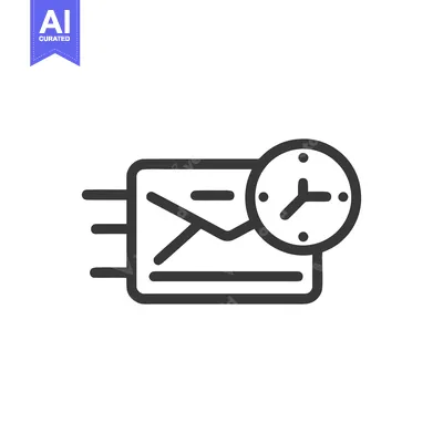 Fast Email Delivery: Clock Icon on Moving Envelope Symbol