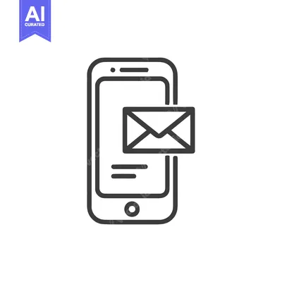 Aset desain premium: Smartphone with New Message Icon, Minimalist Line Art Design