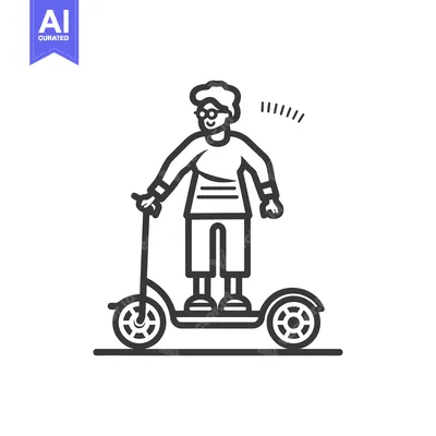 Premium design asset: Senior Woman Riding Electric Scooter with Glasses