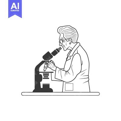 Aset desain premium: Senior Woman Using a Microscope in a Laboratory