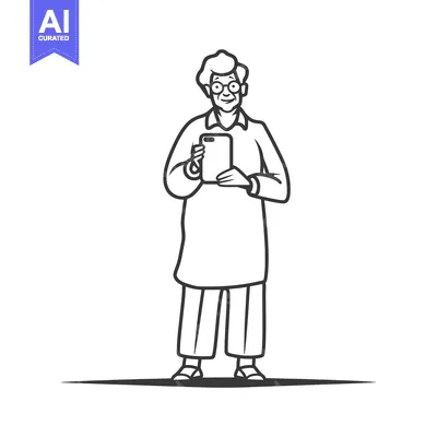 Aset premium populer: Senior Woman Using a Smartphone