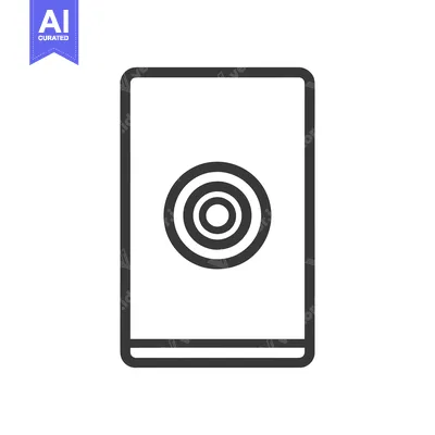 Minimalist Icon: Rectangular Device with Concentric Circle Design in B