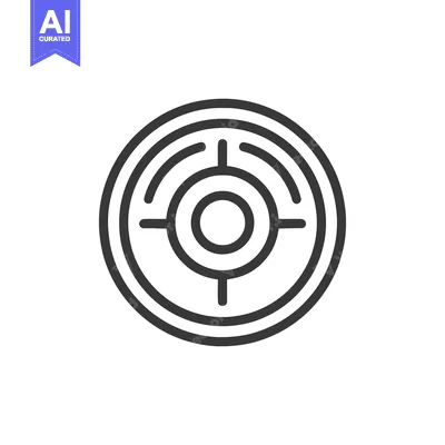 Aset premium populer: Minimalist Target Icon: Concentric Circles with Crosshairs Design