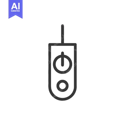 Aset premium populer: Minimalist Remote Control Icon with Power and Function Buttons on Whit