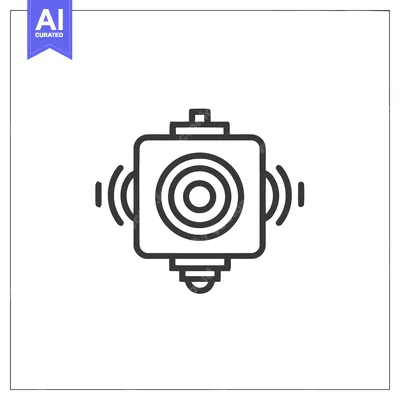 Aset desain premium: Minimalist Smart Home Security Camera Icon with Wireless Signal