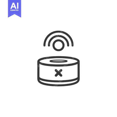 Aset desain premium: Minimalist Smart Speaker Icon with Wireless Signal and Mute Symbol