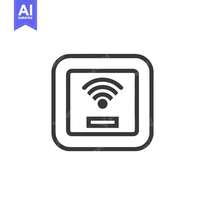 Minimalist Wi-Fi Symbol in Rounded Square Frame, Dark Gray on White