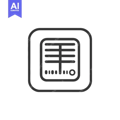 Modern Radiator Icon: Minimalist Design with Rounded Square Frame