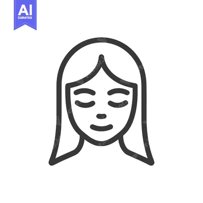 Aset desain premium: Minimalist Woman Face Icon with Closed Eyes and Serene Expression