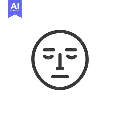 Premium design asset: Minimalist Face Icon with Closed Eyes in Dark Gray on White Background