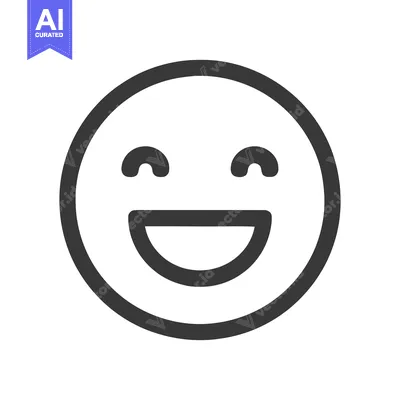 Aset desain premium: Joyful Expression: Minimalist Smiling Face Icon on White Background