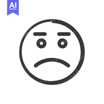 Minimalist Sad Face Icon with Thick Lines and Simple Design