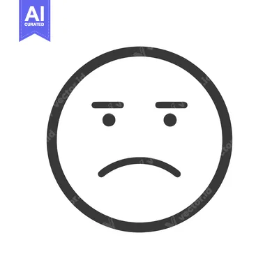 Aset desain premium: Minimalist Grumpy Face Emoji Icon with Thick Outline and Flat Design