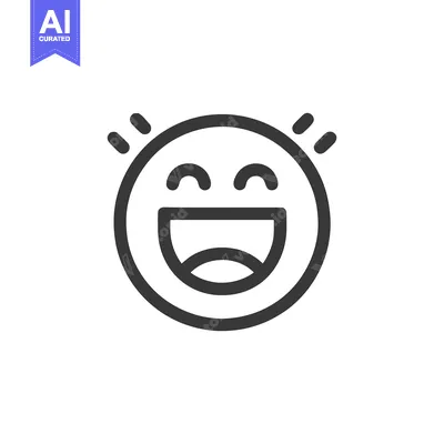 Aset premium populer: Joyful Emoji Icon: Minimalist Design of a Laughing Face with Exclamati