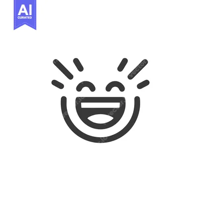 Aset desain premium: Joyful Laughter: Minimalist Icon of Happiness and Exuberance on White