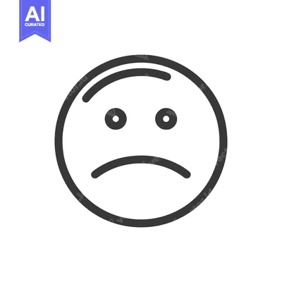 Aset premium populer: Minimalist Sad Face Icon: Simple Black Outline on White Background