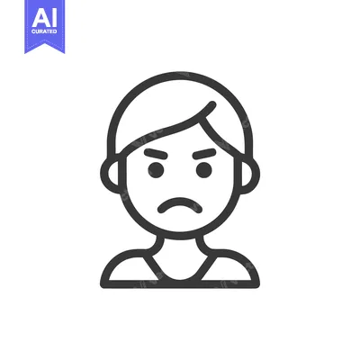 Aset premium populer: Minimalist Angry Person Icon: Bold Lines, Negative Emotion, Vector Gra