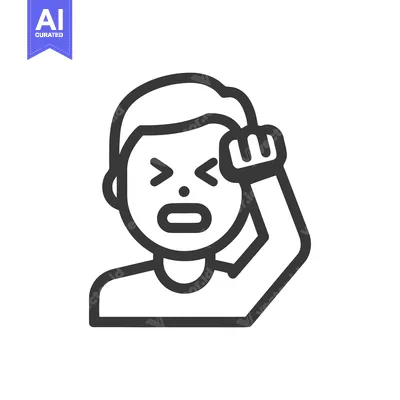 Aset premium populer: Frustrated Man Icon: Outline Style Depicting Anger and Disappointment