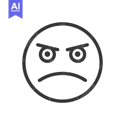 Premium design asset: Angry Emoji Icon: Minimalist Design with Frowning Expression and Inten