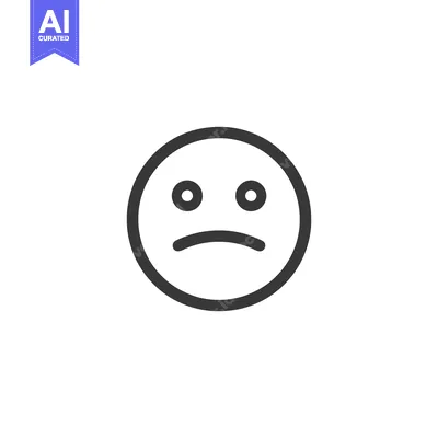 Aset desain premium: Minimalist Sad Face Icon: Simple Line Art Expression of Unhappiness