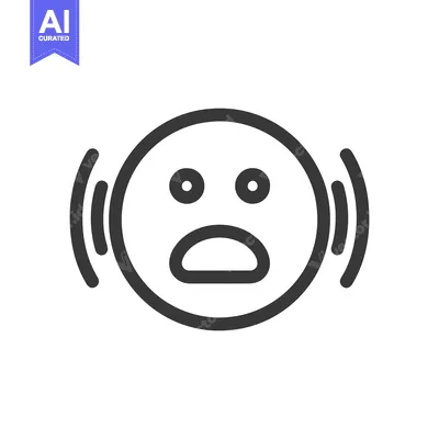 Aset premium populer: Distressed Emoji Icon with Shaking Effect, Black and White
