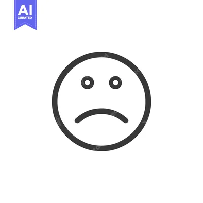 Popular premium asset: Minimalist Sad Face Icon: Simple Black Outline on White Background