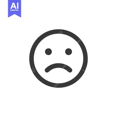 Aset desain premium: Minimalist Sad Face Icon on White Background, Simple Graphic Design