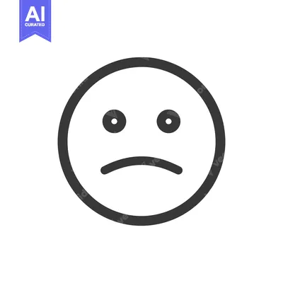 Minimalist Sad Face Icon: Simple, Graphic, Emotional Expression on Whi