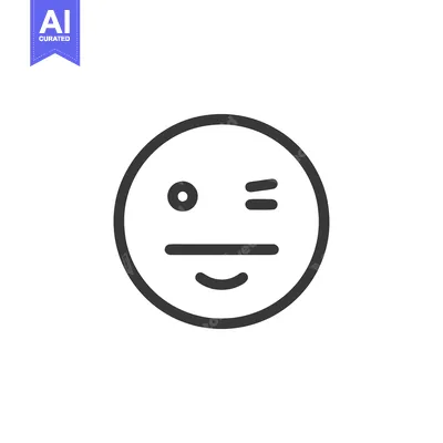 Minimalist Winking Smiley Face Icon with Bold Outline and Simple Featu