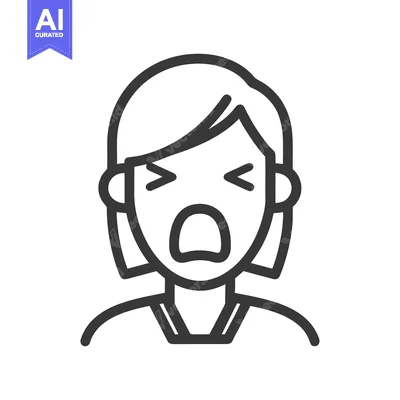 Yawning Woman Icon: Exhausted, Tired, Sleepy, Outline Style, Minimalis