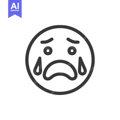 Aset desain premium: Crying Emoji Icon: Minimalist Design with Tears and Sad Expression